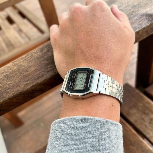 Retro Digital Watch β Stainless Steel, Water Resistant, Alarm, Chronograph