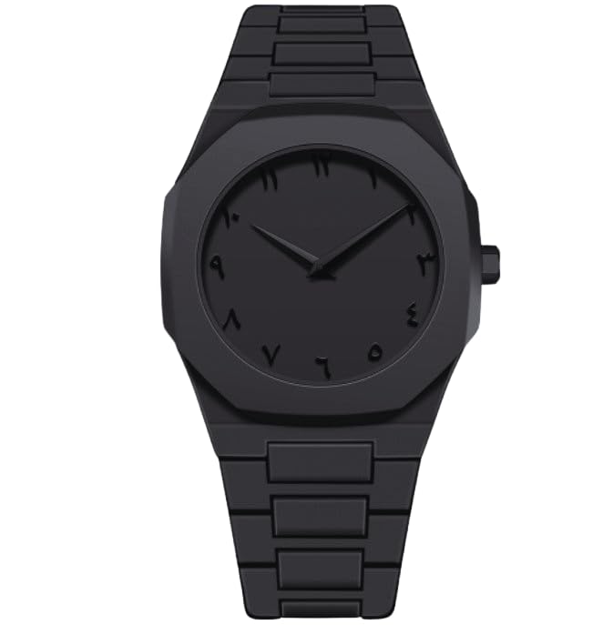 🖤 Matte Black Arabic Numeral Luxury Wrist Watch ⌚ – Minimalist Stainless Steel Design