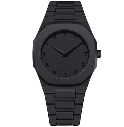 🖤 Matte Black Arabic Numeral Luxury Wrist Watch ⌚ – Minimalist Stainless Steel Design