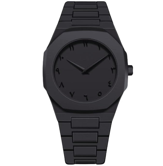 🖤 Matte Black Arabic Numeral Luxury Wrist Watch ⌚ – Minimalist Stainless Steel Design