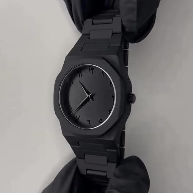 🖤 Matte Black Arabic Numeral Luxury Wrist Watch ⌚ – Minimalist Stainless Steel Design