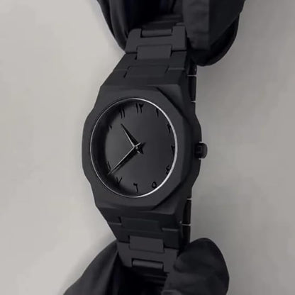 🖤 Matte Black Arabic Numeral Luxury Wrist Watch ⌚ – Minimalist Stainless Steel Design