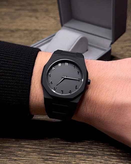 🖤 Matte Black Arabic Numeral Luxury Wrist Watch ⌚ – Minimalist Stainless Steel Design
