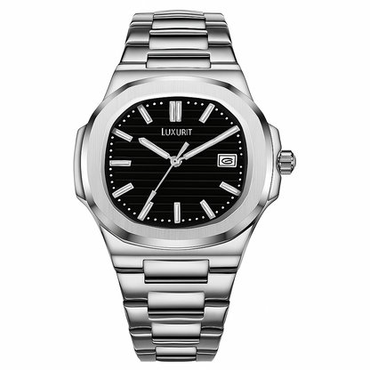 Classic Black Dial Stainless Steel Watch