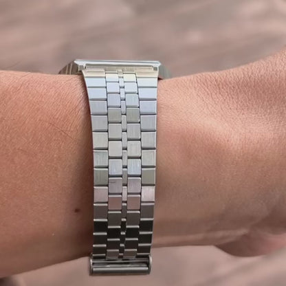 Retro Digital Watch – Stainless Steel, Water Resistant, Alarm, Chronograph